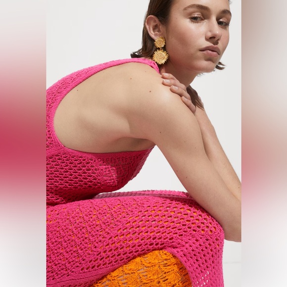 Mango crochet long dress, pink, 2025 - Picture 5 of 10